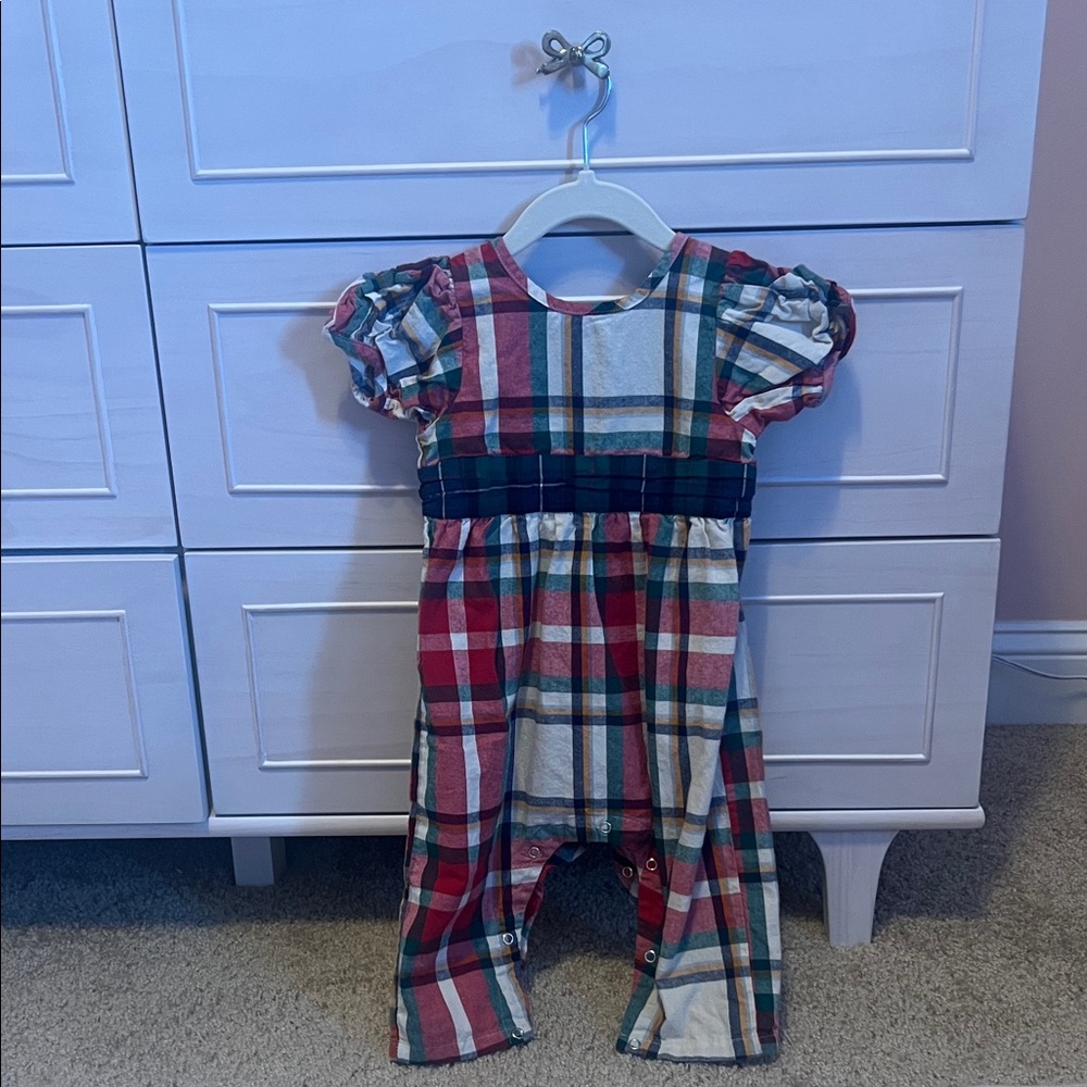 Pink Chicken Multicolor Plaid Jumpsuit with Ruffle Sleeves